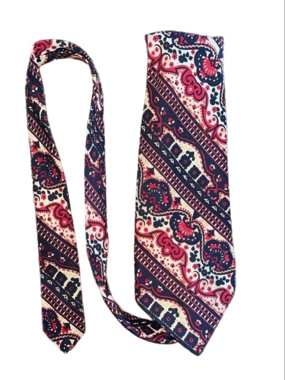 Louis Feraud Black and Red Silk Paisley Tie